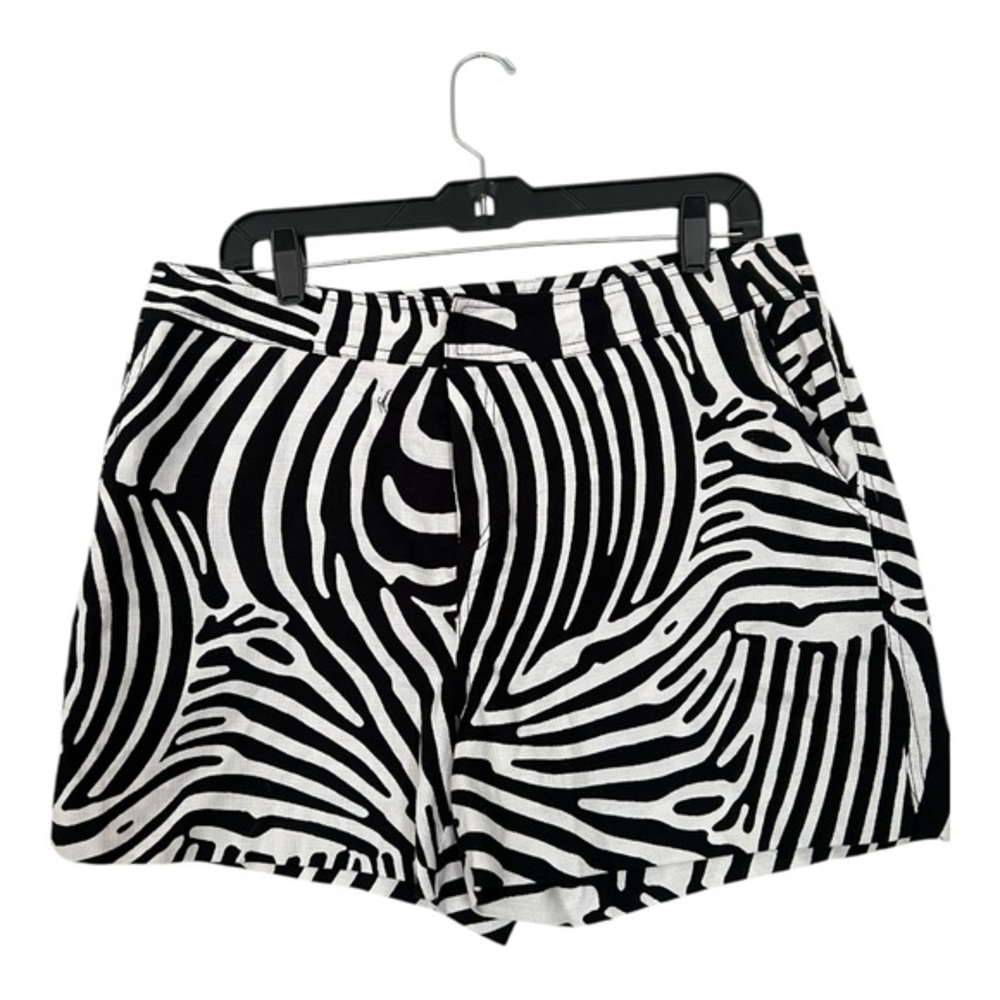 Trina Turk Black and White Patterned High Waist Shorts Size 12
